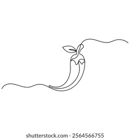  Chili icon continuous one line drawing outline vector illustration