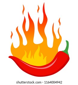 Chili icon with fire vector