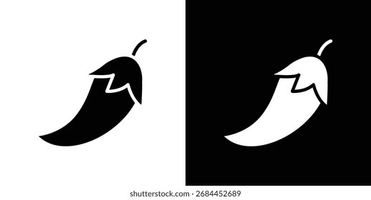 Chili-Symbol im flachen Stil, gefülltes schwarzes Symbol