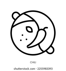 chili icon. Line Art Style Design Isolated On White Background