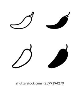 Chili icon set color editable on white background