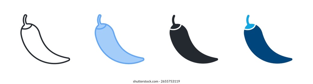 Chili Icon Set Multiple Style. Designed In Outline, Blue, Glyph, Dual Tone
