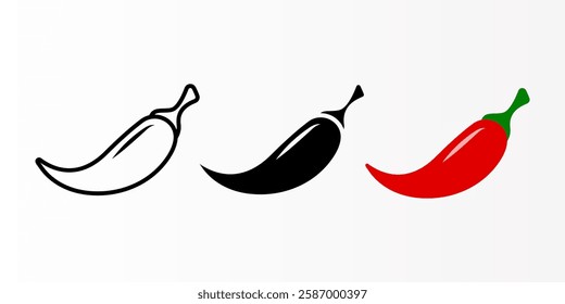 Chili icon set. Chili Chili Pepper sign. for mobile concept and web design. vector illustration on white background