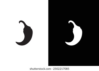 Chili icon silhouette symbol. Hot natural chili pepper symbol. Spicy and hot. Vector illustration black