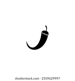 Chili icon silhouette. Vegetable Icon vector on black color