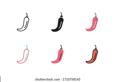 chili icon vector illustration with different style design. isolated on white background