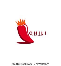 Chili King Logo Design Vektor Vorlage. Chili mit Krone Logo Design Vektor