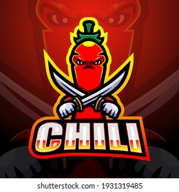 Chili knight mascot esport logo design