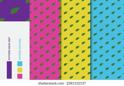 Chili Leaf Colorful Seamless textile cloth pattern collection vector illustration
