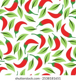 chili and leaf pattern Background. leaf and chili background. pepper pattern background. hot chili pepper pattern background.