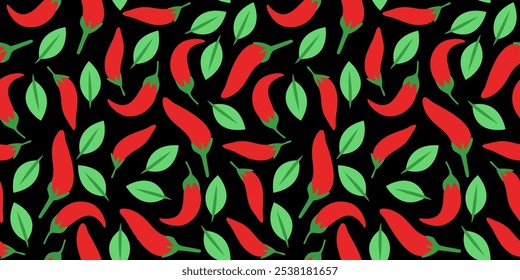 chili and leaf pattern Background. leaf and chili background. pepper pattern background. hot chili pepper pattern background.