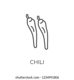 Chili linear icon. Modern outline Chili logo concept on white background from Fruits and vegetables collection. Suitable for use on web apps, mobile apps and print media.