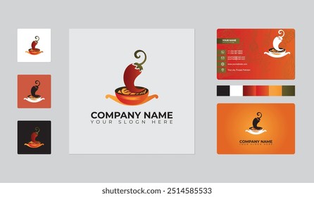 Chili logo and business card for restaurant, Food logo and business card design