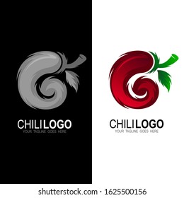 chili logo, circular chili logo +  icon of spicy cuisine