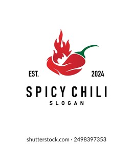 chili logo design illustration template garden plant results as food ingredients hot chili