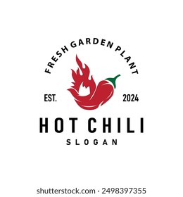 chili logo design illustration template garden plant results as food ingredients hot chili