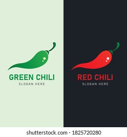 Chili logo designs concept vector, Red and Green Spicy Pepper logo designs template.