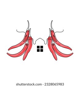 Chili Logo, Hot Spicy Chili Vector, Farm Garden Design, Symbol Template Simple Illustration