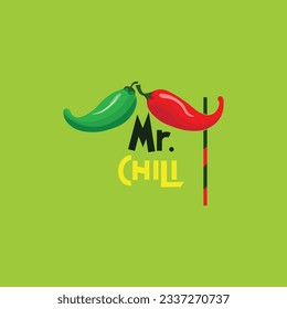 chili logo illustration vector with male mustache mask concept