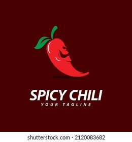 Chili logo with skull face vector Spicy food symbol template