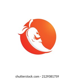 Chili logo with skull face vector Spicy food symbol template