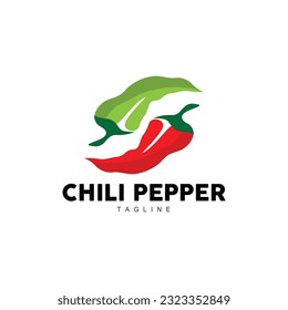 Chili Logo, And Spicy Red Chili, Garden Plants Vector, Silhouette Illustration Symbol