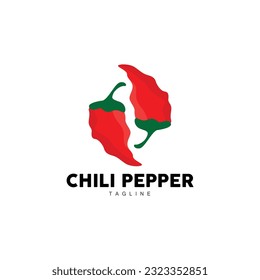 Chili Logo, And Spicy Red Chili, Garden Plants Vector, Silhouette Illustration Symbol