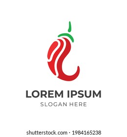 chili logo vector with flat red color style