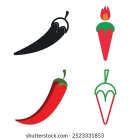 Ilustración de Plantilla de icono de Vector de logotipo de chili