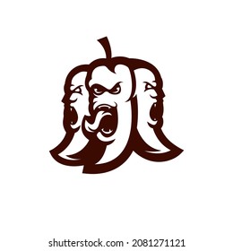 Chili mascot logo silhouette version. Chili logo in sport style, mascot logo illustration design vector