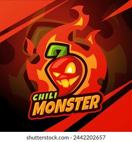 Chili monster esport mascot logo design