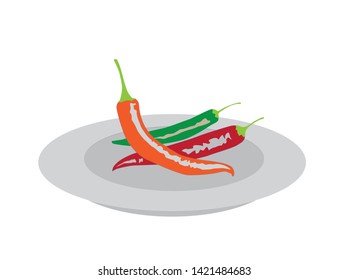 chili on a white vector background plate
