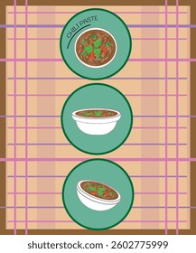 CHILI PASTE. CHILI PASTE IN A DIPPING SAUCE CUP.