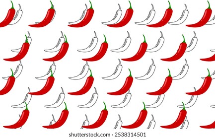 chili pattern Background. Chili peppers seamless pattern.  Chili icon vector. Chili pattern vector