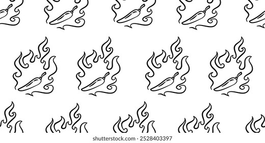 chili padrão Fundo. fundo de chili vintage. fundo de padrão de pimenta. fundo de padrão de doodle de chili quente.