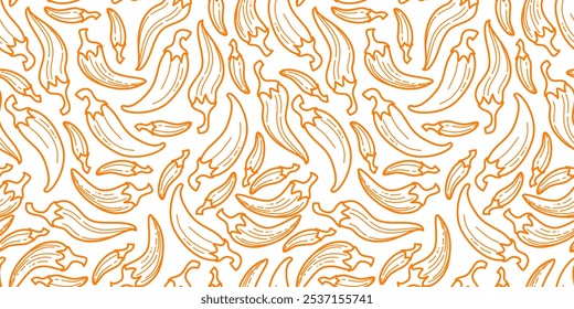 chili padrão Fundo. vintage chili fundo. pimenta padrão fundo. chili doodle padrão fundo. padrão de pimenta quente.