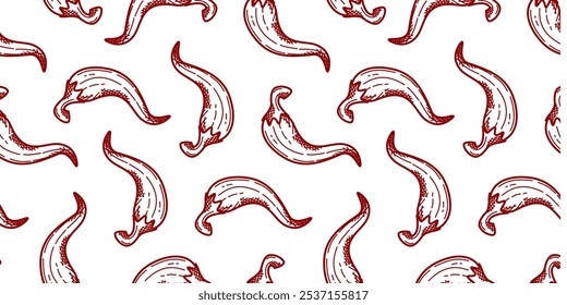 chili padrão Fundo. vintage chili fundo. pimenta padrão fundo. chili doodle padrão fundo. padrão de pimenta quente.
