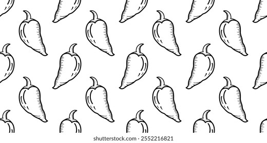 chili padrão fundo. vintage chili fundo. pimenta padrão fundo. chili doodle padrão fundo. quente chili padrão sem costura.