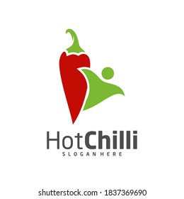 Chili with People logo design vector template, Red Chili Illustration, Symbol Icon