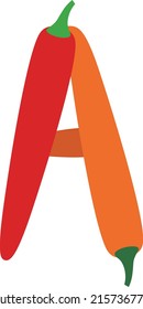Chili pepper alphabet, vector illustration