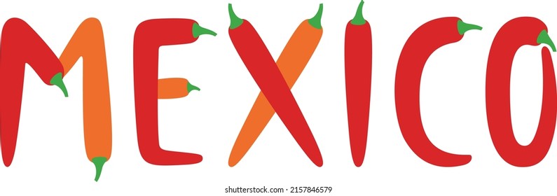 Chili pepper alphabet, vector illustration