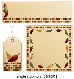 chili pepper banner, card and tag stationery set