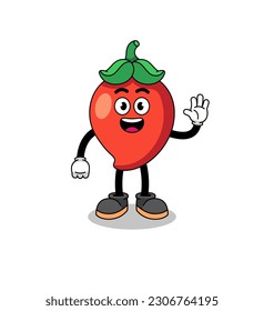 chili pepper cartoon doing wave hand gesture , character design