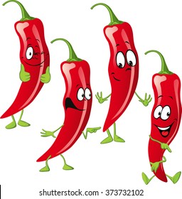 Chili Pepper Cartoon  Isolated On White Background