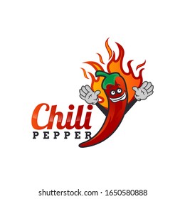 Chili Pepper Cartoon Mascot Logo template. Mexican Fast food logotype template. Isolated vector illustration.