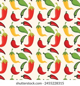 Chili Pepper Cartoons Seamless Vector Pattern Design