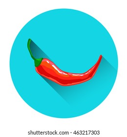 Chili Pepper Colorful Vegetable Icon Flat Vector Illustration