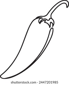 Chili pepper in continuous line art drawing style. Hot spice chilli black linear sketch isolated Vector