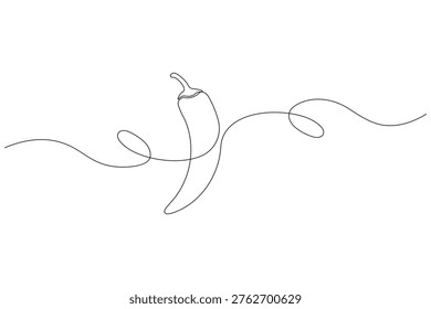 Chili pepper continuous one line drawing with minimalist outline on white background vector
