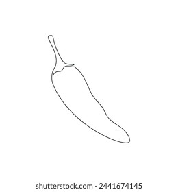 Pimienta de chile dibujada en una línea continua. Dibujo de una línea, minimalismo. Ilustración vectorial.